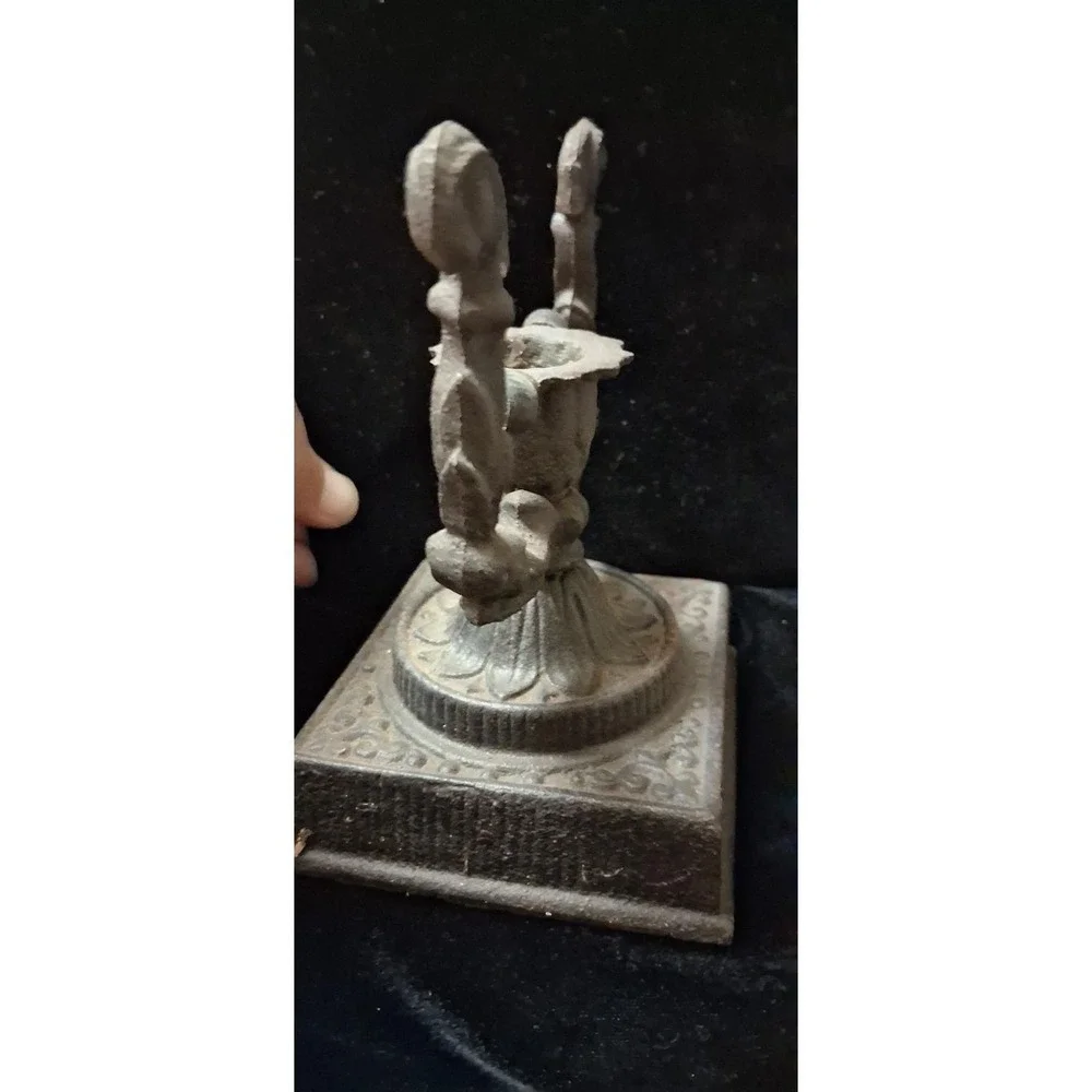 Vintage Wilton Ornate Black Cast Iron Taper Candle Holder Made In USA
